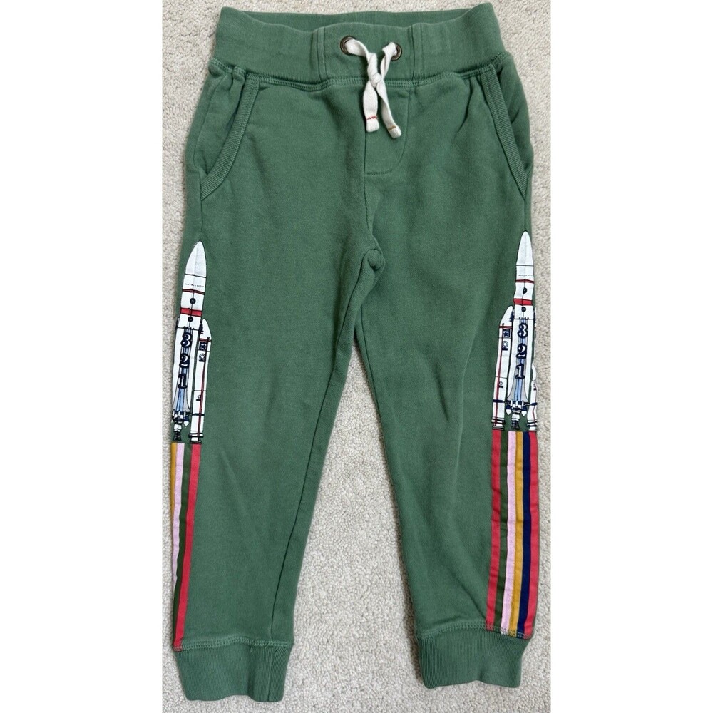 Mini Boden Boys 4 Green Rocket Ship Space Joggers